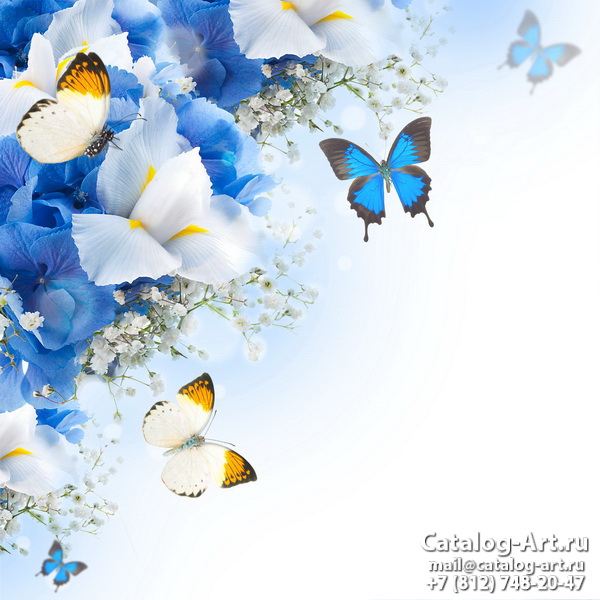 Натяжные потолки с фотопечатью - Голубые цветы 51